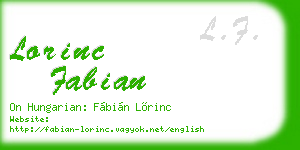 lorinc fabian business card